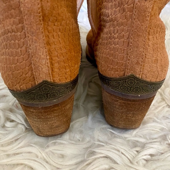 Jeffery Campbell Cromwell Ankle Boots! Cognac Suede Snake Skin Embossed. Size 7 - Picture 5 of 9
